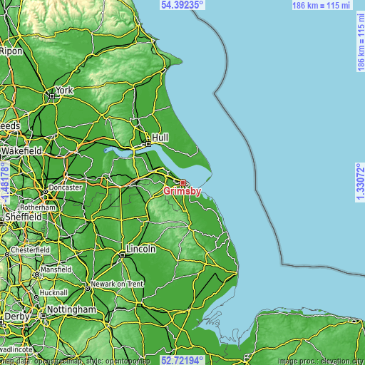 Topographic map of Grimsby