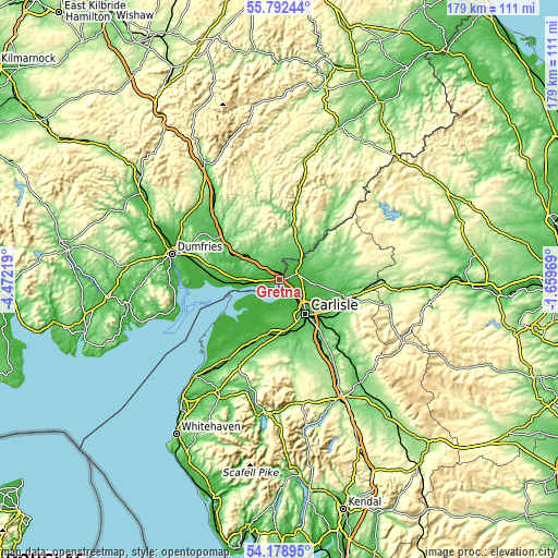 Topographic map of Gretna