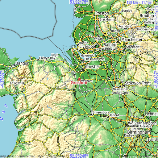 Topographic map of Gresford