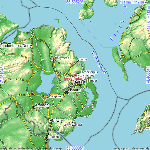 Topographic map of Greenisland