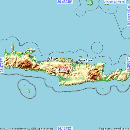 Topographic map of Anógeia