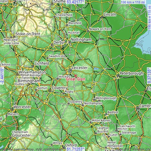 Topographic map of Great Glen