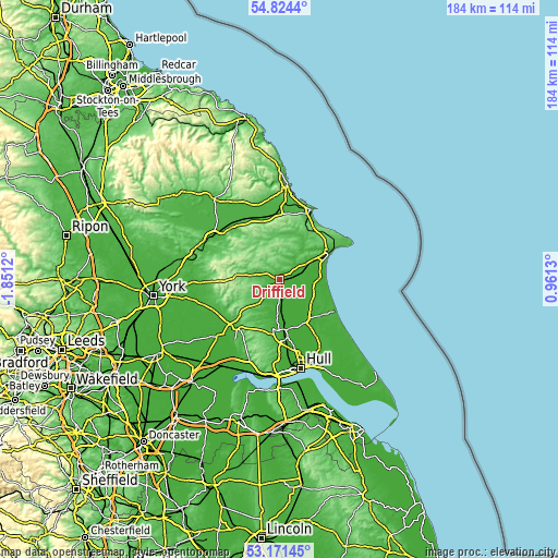 Topographic map of Driffield