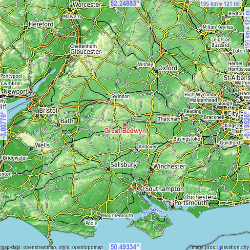 Topographic map of Great Bedwyn