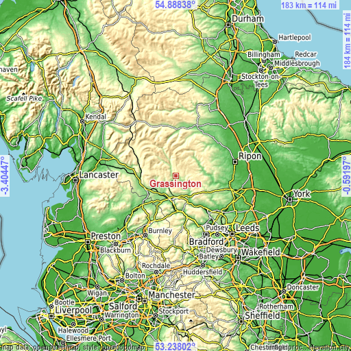 Topographic map of Grassington