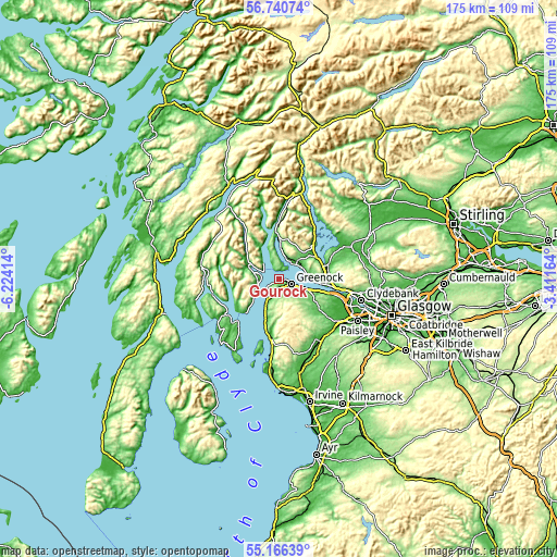 Topographic map of Gourock