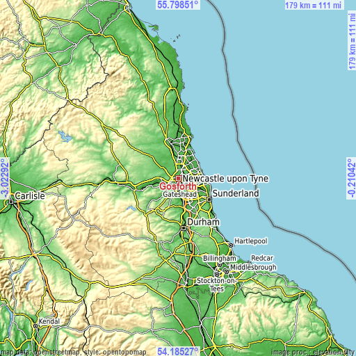 Topographic map of Gosforth