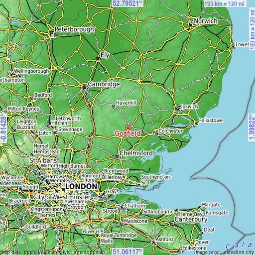 Topographic map of Gosfield