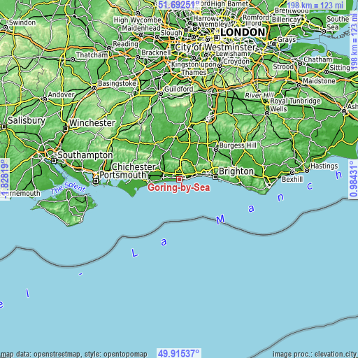 Topographic map of Goring-by-Sea