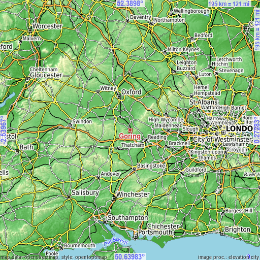 Topographic map of Goring