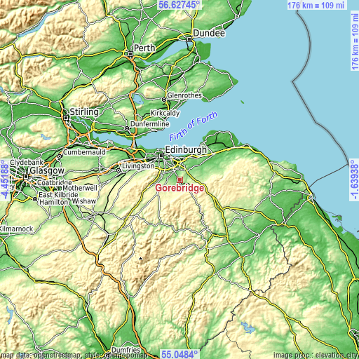 Topographic map of Gorebridge