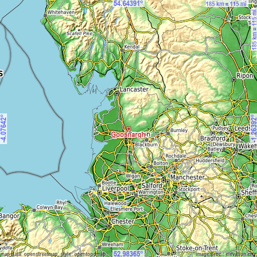 Topographic map of Goosnargh
