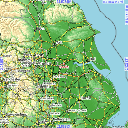 Topographic map of Goole