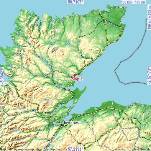 Topographic map of Golspie