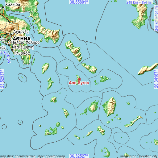 Topographic map of Áno Sýros