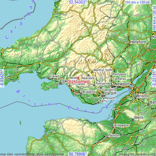 Topographic map of Glyncorrwg