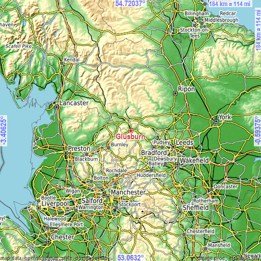 Topographic map of Glusburn
