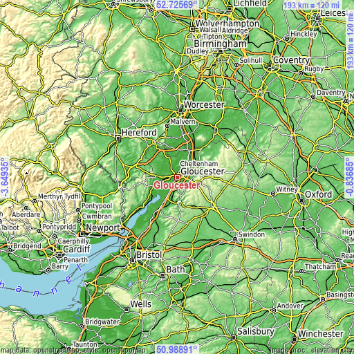 Topographic map of Gloucester