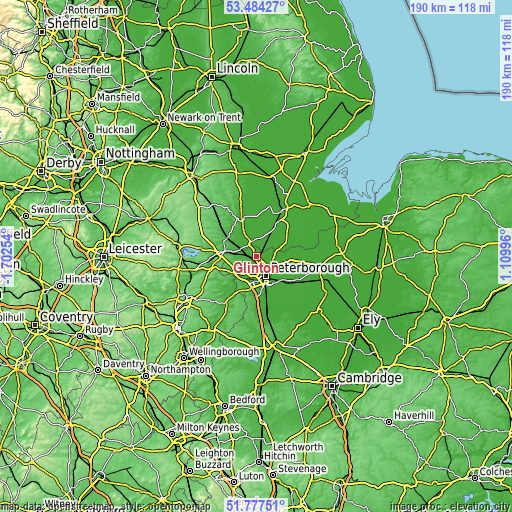 Topographic map of Glinton