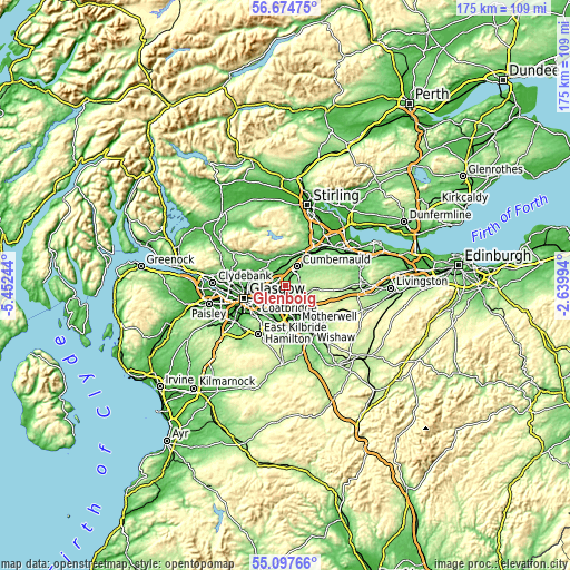 Topographic map of Glenboig