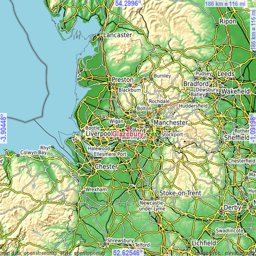 Topographic map of Glazebury