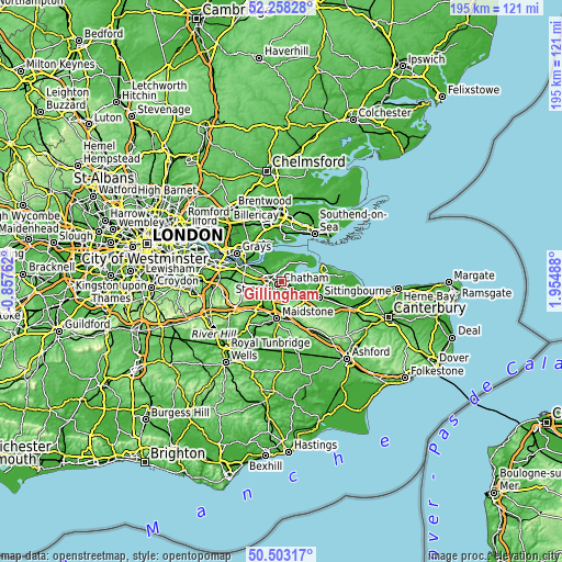 Topographic map of Gillingham