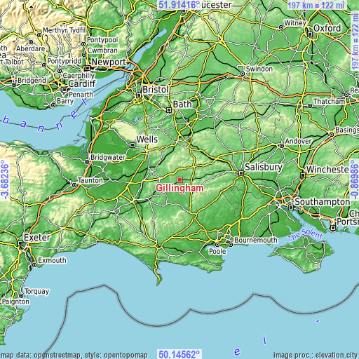 Topographic map of Gillingham