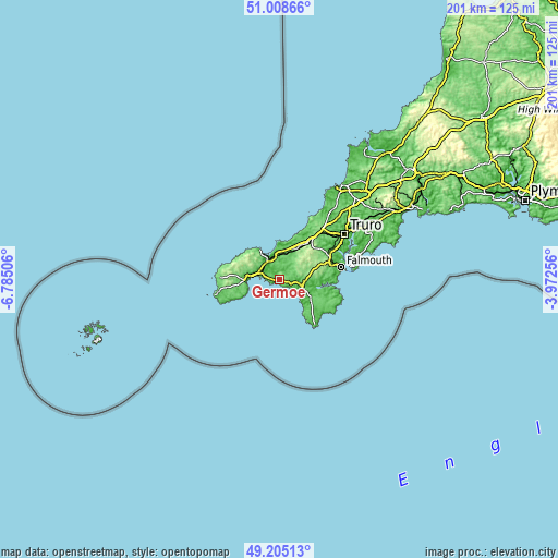 Topographic map of Germoe