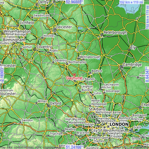 Topographic map of Gayhurst