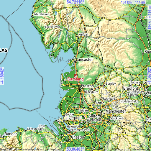 Topographic map of Garstang