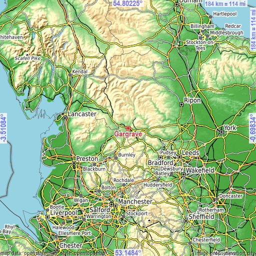 Topographic map of Gargrave