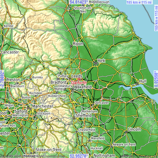 Topographic map of Garforth