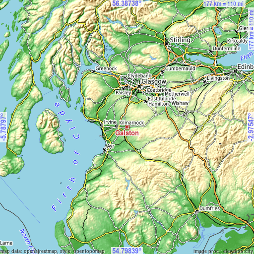 Topographic map of Galston