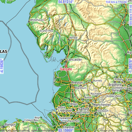 Topographic map of Galgate