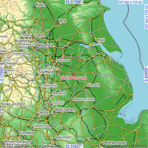 Topographic map of Gainsborough