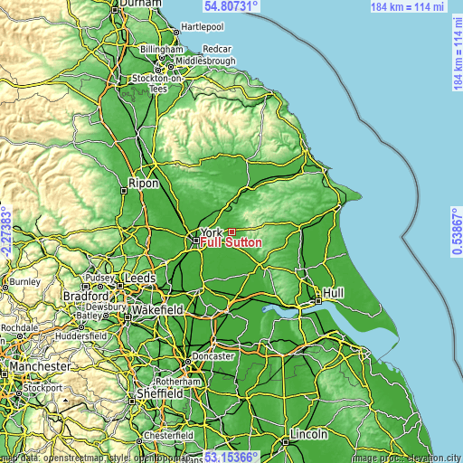 Topographic map of Full Sutton