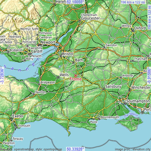 Topographic map of Frome