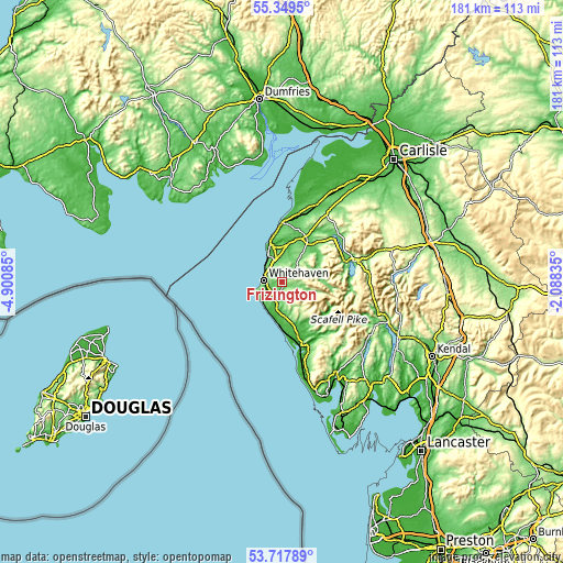 Topographic map of Frizington