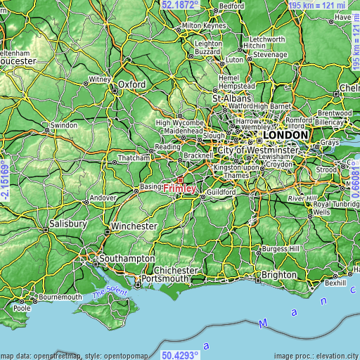 Topographic map of Frimley