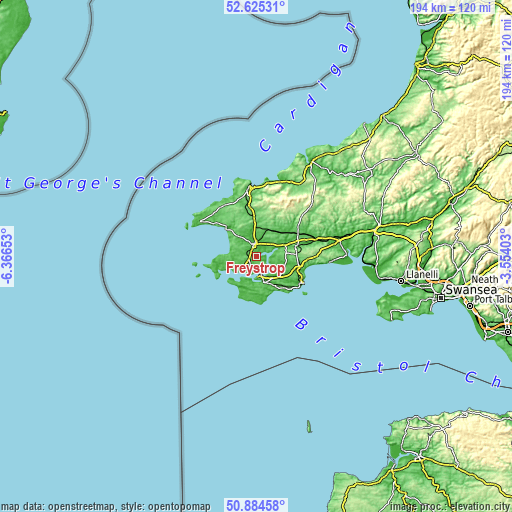 Topographic map of Freystrop