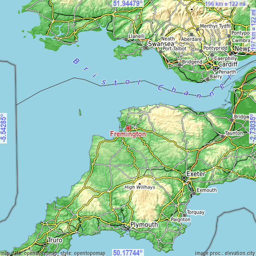 Topographic map of Fremington