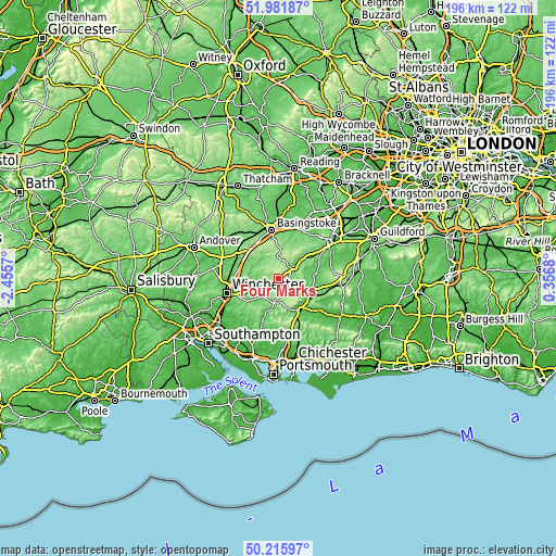 Topographic map of Four Marks