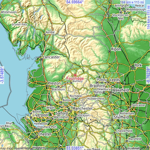 Topographic map of Foulridge