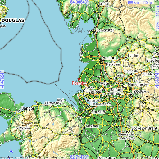 Topographic map of Formby