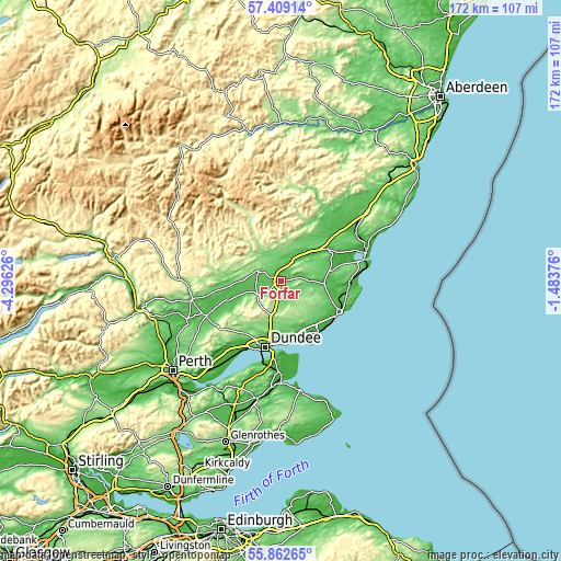 Topographic map of Forfar
