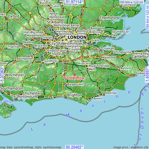 Topographic map of Forest Row