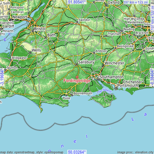 Topographic map of Fordingbridge