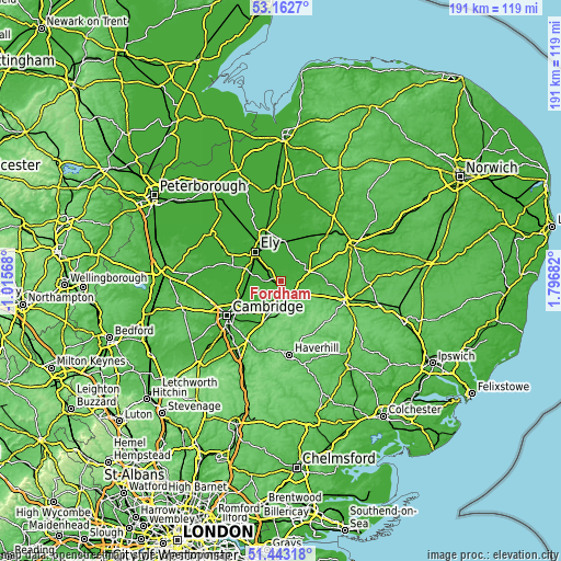 Topographic map of Fordham