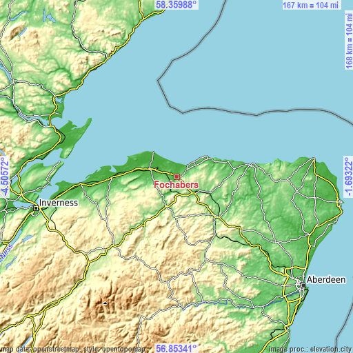 Topographic map of Fochabers