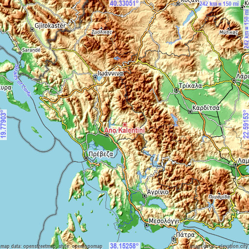 Topographic map of Áno Kalentíni